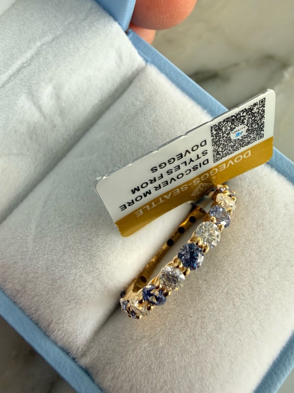 Moissanite DovEggs White Yellow Gold Plated Silver MultiStone Eternity Ring 6.25